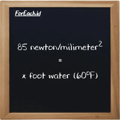 Example newton/milimeter<sup>2</sup> to foot water (60<sup>o</sup>F) conversion (85 N/mm<sup>2</sup> to ftH2O)